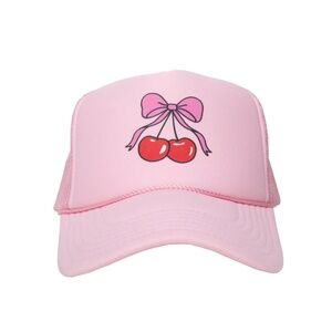 NWT KATYDID PINK CHERRY BOW FOAM MESH TRUCKER HAT
